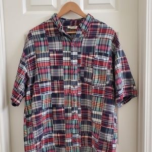 Krazy Kat Mens Multicolor Patchwork Button-Down Casual Shirt Sz L